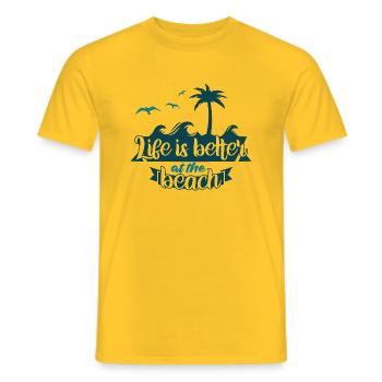 Das Leben ist am Strand schöner - Männer T-Shirt - Gelb - Vorne - AI Model Male 178 dark (178cm)