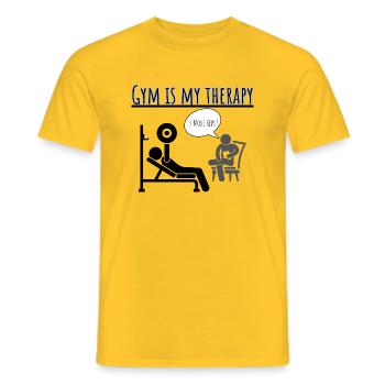 Gym Is My Therapy - Männer T-Shirt - Gelb - Vorne - AI Model Male 178 dark (178cm)