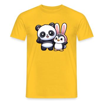Panda und Pinguin - Männer T-Shirt - Gelb - Vorne - AI Model Male 178 dark (178cm)