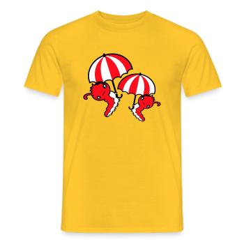 2 Flying Caterpillars Umbrella Team Friends Holiday - Men's T-Shirt - yellow - Front - AI Model Male 178 dark (178cm)