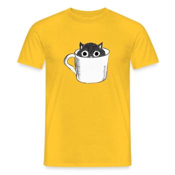 Katze in Tasse - Männer T-Shirt - Gelb - Vorne - AI Model Male 178 dark (178cm)