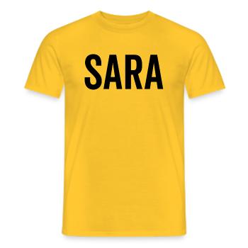 Sara Custom Name Font Text Birthday - Men's T-Shirt - yellow - Front - AI Model Male 178 dark (178cm)