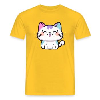 Süße Katze - Männer T-Shirt - Gelb - Vorne - AI Model Male 178 dark (178cm)