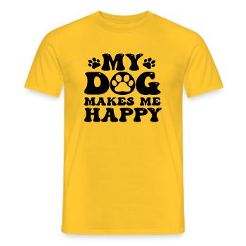 My Dog makes me Happy - Männer T-Shirt - Gelb - Vorne - AI Model Male 178 dark (178cm)
