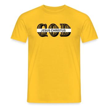 GOD - Men's T-Shirt - yellow - Front - AI Model Male 178 dark (178cm)