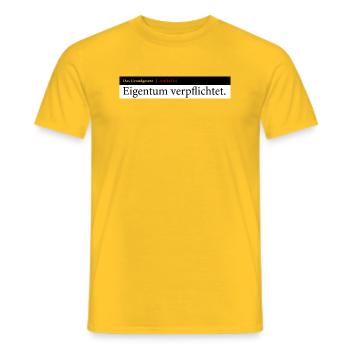 Grundgesetz - Artikel 14 - Männer T-Shirt - Gelb - Vorne - AI Model Male 178 dark (178cm)