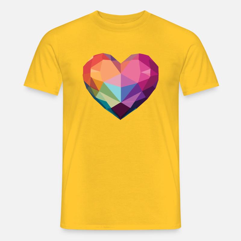 Liebe - Low Poly Herz - Männer T-Shirt - Gelb