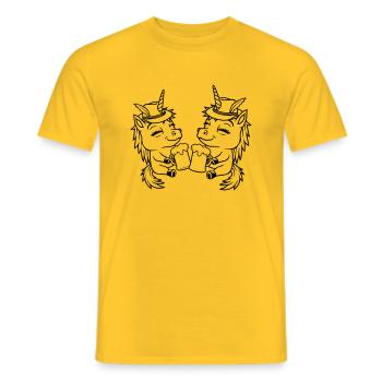 Einhorn Team Bier Anstoßen - Männer T-Shirt - Gelb - Vorne - AI Model Male 178 dark (178cm)