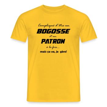 Compliqué d'être un bogosse et un patron - T-shirt homme - jaune - Devant - AI Model Male 178 dark (178cm)