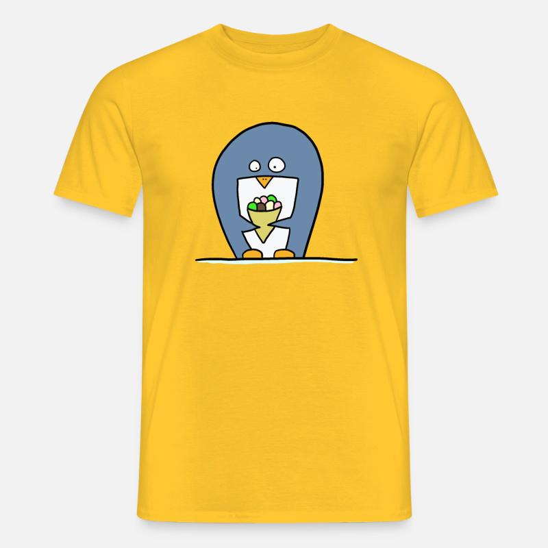 Pinguin mit Eiscreme - Männer T-Shirt - Gelb