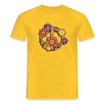 Flower Power Peace - Männer T-Shirt - Gelb - Vorne - AI Model Male 178 dark (178cm)