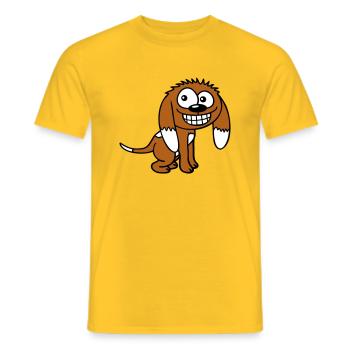 Dog looks funny grin happy smile fun - Men's T-Shirt - yellow - Front - AI Model Male 178 dark (178cm)