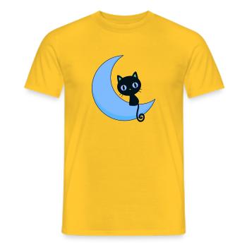 mignon chat avec lune,chat,lune - T-shirt homme - jaune - Devant - AI Model Male 178 dark (178cm)