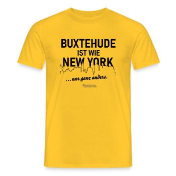 Buxtehude ist wie New York - Männer T-Shirt - Gelb - Vorne - AI Model Male 178 dark (178cm)