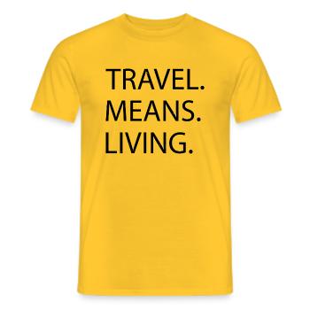 quote camping beer typography travel bug france - Männer T-Shirt - Gelb - Vorne - AI Model Male 178 dark (178cm)