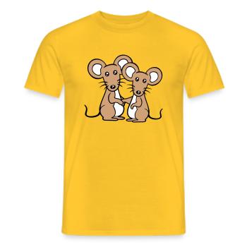 2 Mäuse Paar Zwei Verliebt Valentinstag Frau Mann - Männer T-Shirt - Gelb - Vorne - AI Model Male 178 dark (178cm)