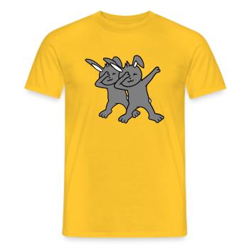 2 Bunnies Dabbing Dab Dance Pose Dancing Friends Team - Men's T-Shirt - yellow - Front - AI Model Male 178 dark (178cm)