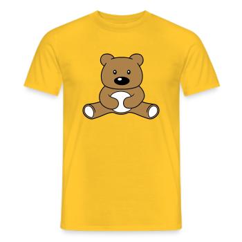 baer suess niedlich sitzen klein comic cartoon cli - Männer T-Shirt - Gelb - Vorne - AI Model Male 178 dark (178cm)