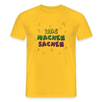 Lustige Frage/ lustiger Spruch - Männer T-Shirt - Gelb - Vorne - AI Model Male 178 dark (178cm)
