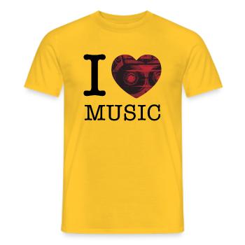 I Love Music - Men's T-Shirt - yellow - Front - AI Model Male 178 dark (178cm)