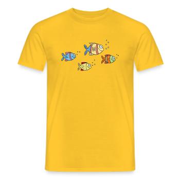 colorful fish water sea graffiti children's drawing - Men's T-Shirt - yellow - Front - AI Model Male 178 dark (178cm)