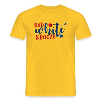 red white booze 4th of july america - Men's T-Shirt - yellow - Front - AI Model Male 178 dark (178cm)