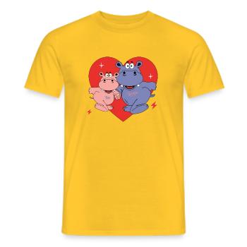 hippo hippo heart friends family siblings - Men's T-Shirt - yellow - Front - AI Model Male 178 dark (178cm)