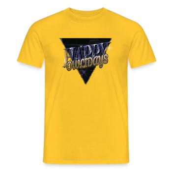 Jokes Sayings Bday Awesome Dino Bike Moon - Men's T-Shirt - yellow - Front - AI Model Male 178 dark (178cm)