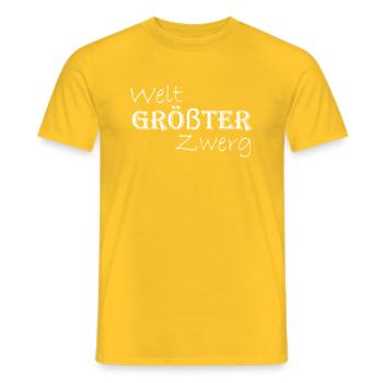 Weltgrößter Zwerg - Schriftzug - Männer T-Shirt - Gelb - Vorne - AI Model Male 178 dark (178cm)