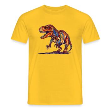 Extinct Dino in colorful pixel graphics - Men's T-Shirt - yellow - Front - AI Model Male 178 dark (178cm)
