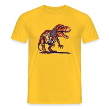 Pixel Dino in the style of old video games graphics - Men's T-Shirt - yellow - Front - AI Model Male 178 dark (178cm)