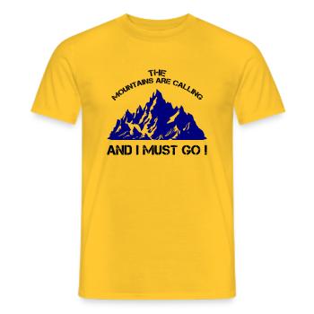 Les montagnes appellent I Must Go - T-shirt homme - jaune - Devant - AI Model Male 178 dark (178cm)