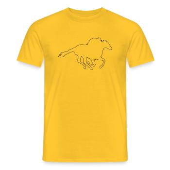 Pferd Galopper Rennen Minimalistisch Galopp Reiter - Männer T-Shirt - Gelb - Vorne - AI Model Male 178 dark (178cm)