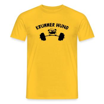 Hund auf krummer Lanhantel - Männer T-Shirt - Gelb - Vorne - AI Model Male 178 dark (178cm)