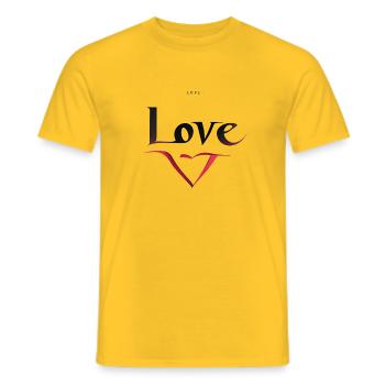 Love 07 - Men's T-Shirt - yellow - Front - AI Model Male 178 dark (178cm)