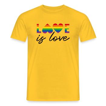 LGBTQIA+ love is love rainbow flag homo - Men's T-Shirt - yellow - Front - AI Model Male 178 dark (178cm)