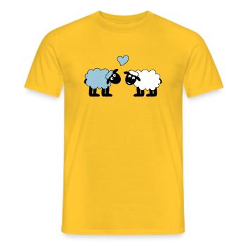 sheep happily in love sheep sheep lamb heart - Men's T-Shirt - yellow - Front - AI Model Male 178 dark (178cm)