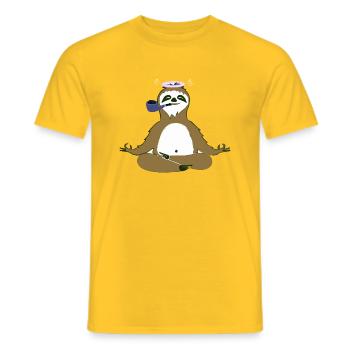 yoga,whistle, sloth, relaxation,namaste - Men's T-Shirt - yellow - Front - AI Model Male 178 dark (178cm)