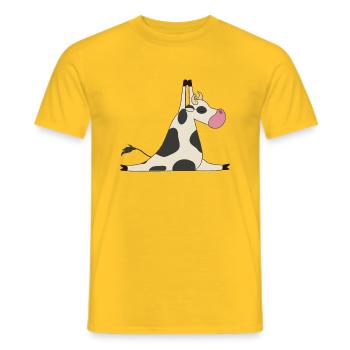 Cow Power Yoga Yoga Lover Gift Idea - Men's T-Shirt - yellow - Front - AI Model Male 178 dark (178cm)