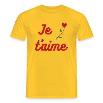 Je T'aime - French I love You Quote - Men's T-Shirt - yellow - Front - AI Model Male 178 dark (178cm)