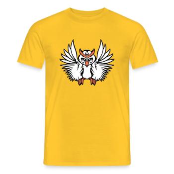 hibou oiseau aigle hibou hibou oiseau de nuit chouette effraie volant cool - T-shirt homme - jaune - Devant - AI Model Male 178 dark (178cm)