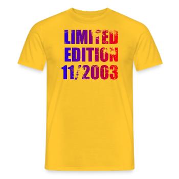 20th Anniversary Limited Edition 11/2003 - Men's T-Shirt - yellow - Front - AI Model Male 178 dark (178cm)