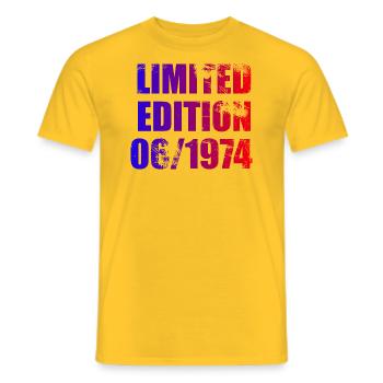 50th Anniversary Limited Edition 06/1974 - Men's T-Shirt - yellow - Front - AI Model Male 178 dark (178cm)