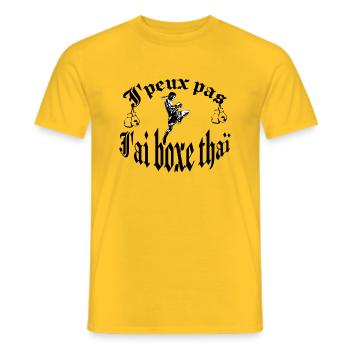 boxe thaï - T-shirt homme - jaune - Devant - AI Model Male 178 dark (178cm)