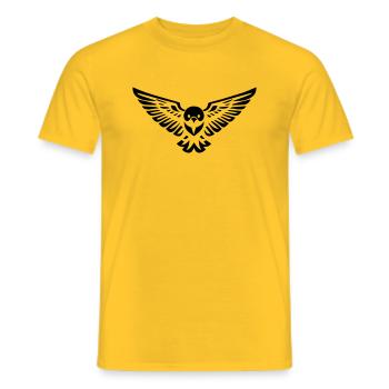 Vogel-Eule oder Adler fliegen vorne - Männer T-Shirt - Gelb - Vorne - AI Model Male 178 dark (178cm)