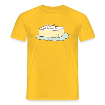 Cat on Toast: A Minimalist Work of Art - Men's T-Shirt - yellow - Front - AI Model Male 178 dark (178cm)