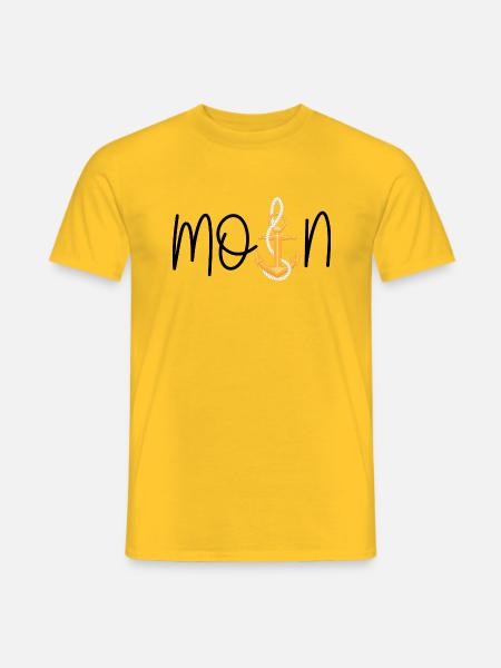 Moin mit Anker - Meerliebe, Nordsee Ostsee Fans - Männer T-Shirt - Gelb