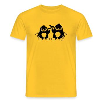 2 pingouins ninja samouraï japonais katana duo - T-shirt homme - jaune - Devant - AI Model Male 178 dark (178cm)