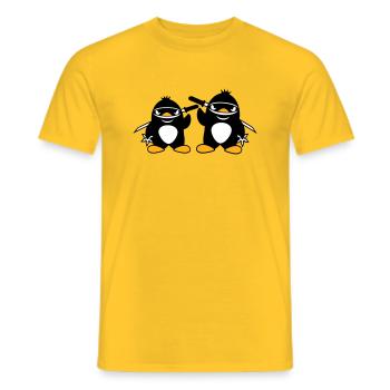 2 pingouins ninja samouraï japonais katana duo - T-shirt homme - jaune - Devant - AI Model Male 178 dark (178cm)