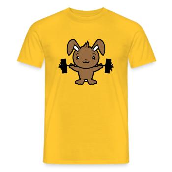 Bunny Bodybuilder Gym Muscles Strong Fitness Weight - Men's T-Shirt - yellow - Front - AI Model Male 178 dark (178cm)